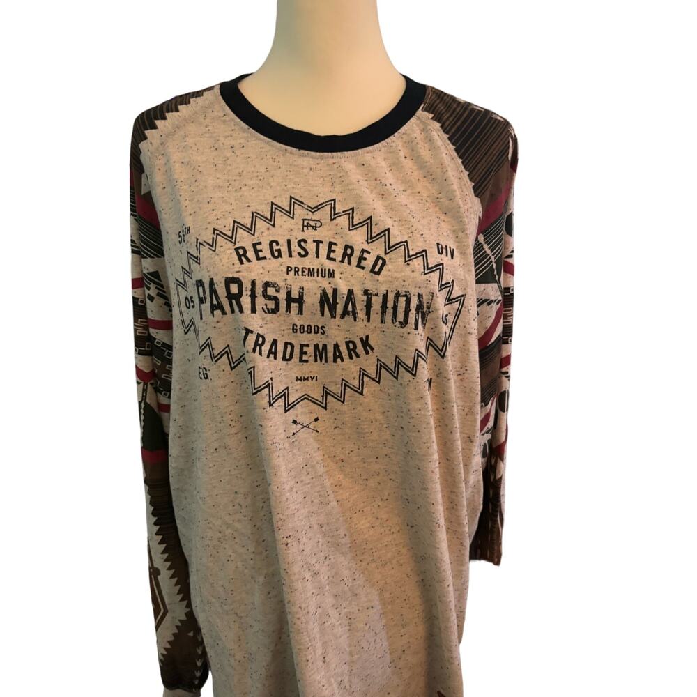 Parish Nation Southwestern Aztec Raglan Graphic Long Sleeve Tee, Men's Size 2XL